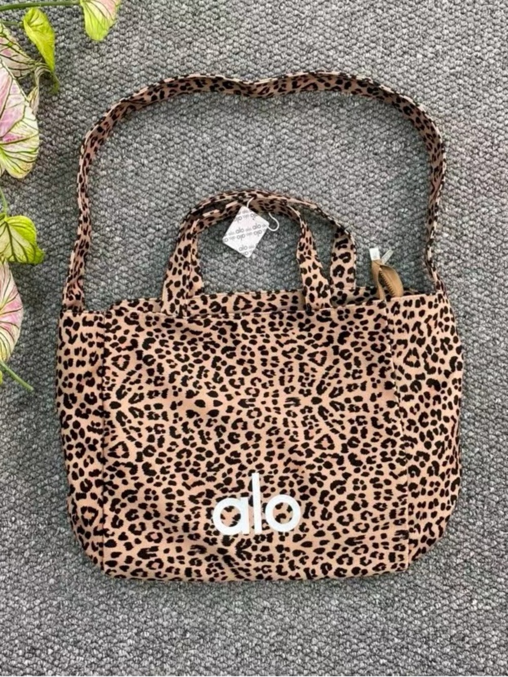 ALO Yoga Leopard-Print Tote in Tan and Black